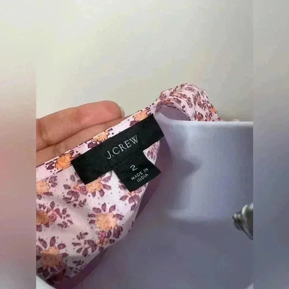 J.Crew V-Neck Poplin Mini Dress Pink Peony Floral Paisley Size 2 - Picture 9 of 9